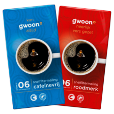 g'woon roodmerk of cafeïnevrij snelfilterkoffie